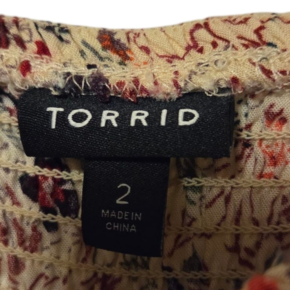 Torrid Maxi Challis Tulip Hem Off Shoulder Dress Floral Ivory Pink WOMEN'S 2X - Picture 6 of 9